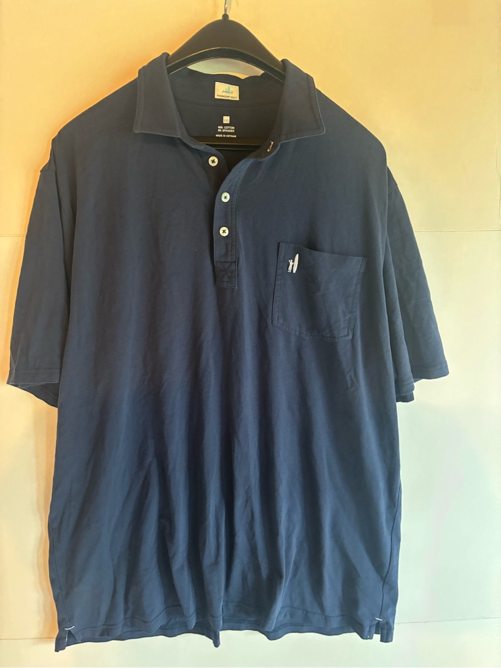 johnnie-O Hangin' Out Men's Polo Shirt 2XL Blue Solid Short Sleeve Stretch